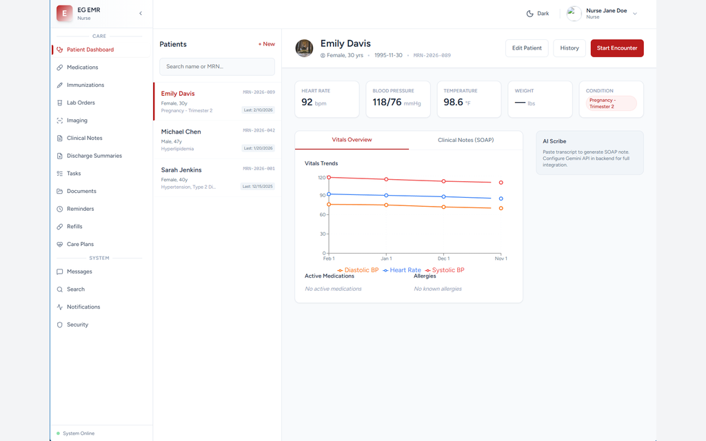 EG EMR screenshot